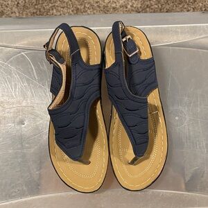 Navy Women's Sandals with Stitch Detailing